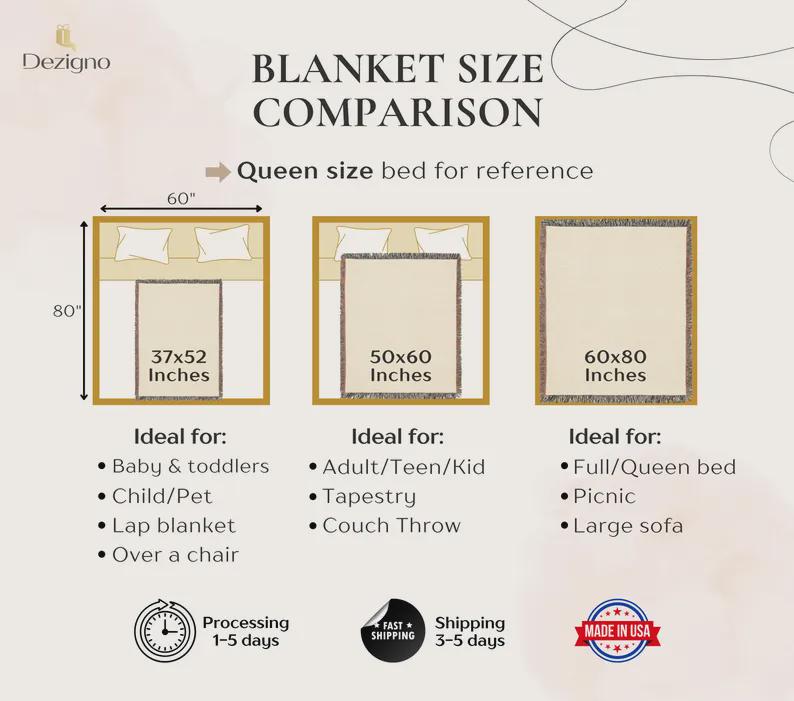 Personalized Custom Woven Blanket – Heirloom Quality Cotton Fringe Throw